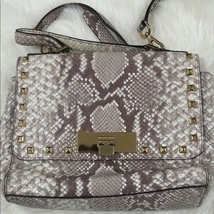 Michael Kors Beige Snake Print Satchel
